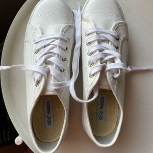 Platform Steve Madden White Leather Sneakers